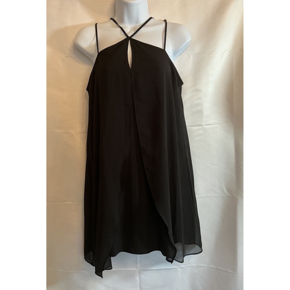 BCBGeneration Dress Womens Sz L Black Strappy V-Neckline‎ Layered Flowy Evening